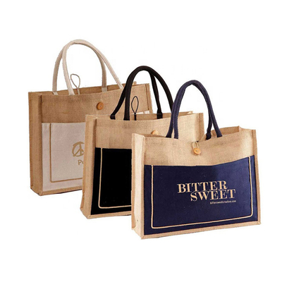 Good price Linen Stitching Canvas Hessian Shopping Bags Custom Printed For Women online