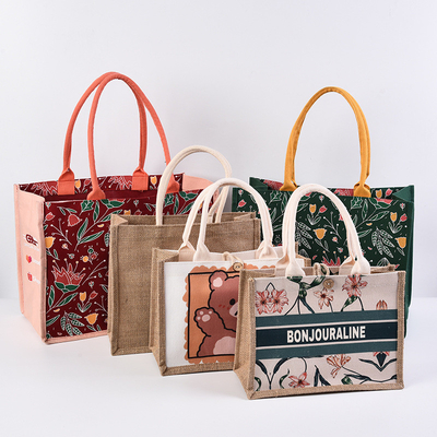 Good price Personalized Natural Canvas Printed Jute Bags Burlap Tote Bag online