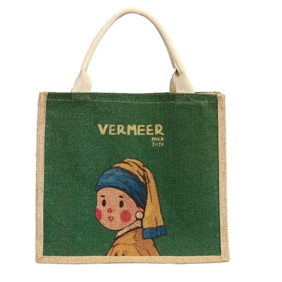 Good price Custom Printed Jute Tote Bags Laminated Patterned Burlap Handbag online