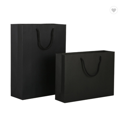 Good price ODM Matte Lamination Paper Bag Packaging Custom Logo Black Shopping Bag online