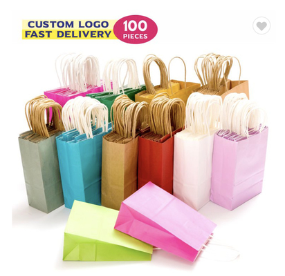 Recyclable Paper Bag Packaging Brown Black Custom Kraft Shopping Paper Bags With Handle