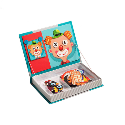 OEM Crazy Faces Magnetic Book Wood Jigsaw Puzzles Play Box For 3 Year Olds Children
