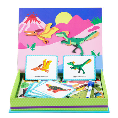 Kids Magnetic Jigsaw Puzzle Dinosaur Book Play Box Toys For Kindergarten