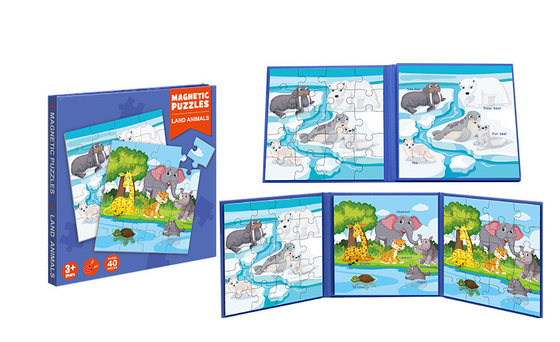 Children's Educational Magnetic Jigsaw Puzzle Toys Land Animal For 5 Year Olds
