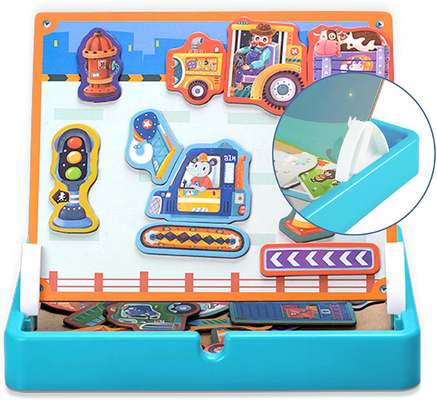 Preschool Kids Magnetic Jigsaw Puzzle Toys Engineering Vehicles For Age 4-8 40Pcs